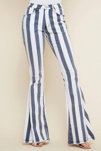 Stripped Bell Bottom Jeans